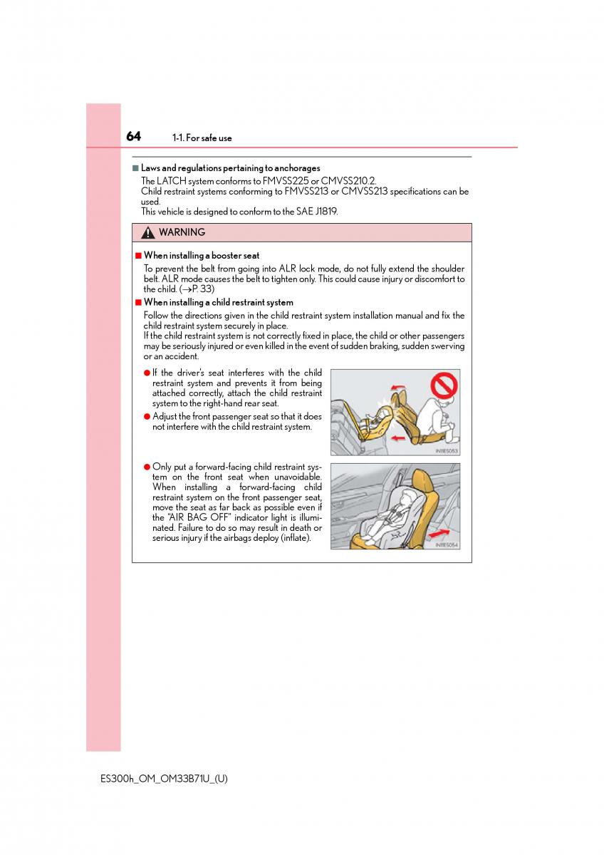 Lexus ES300h VI 6 XV60 owners manual / page 64