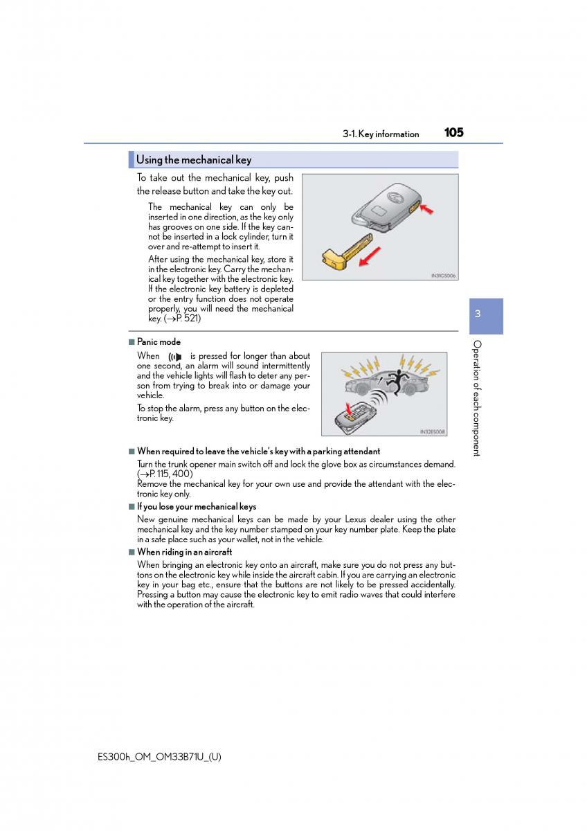 Lexus ES300h VI 6 XV60 owners manual / page 105