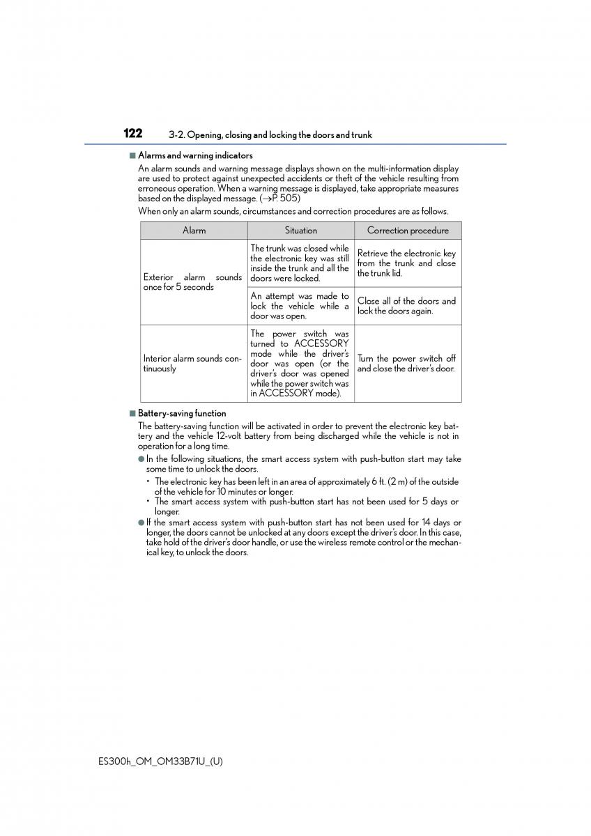 Lexus ES300h VI 6 XV60 owners manual / page 122