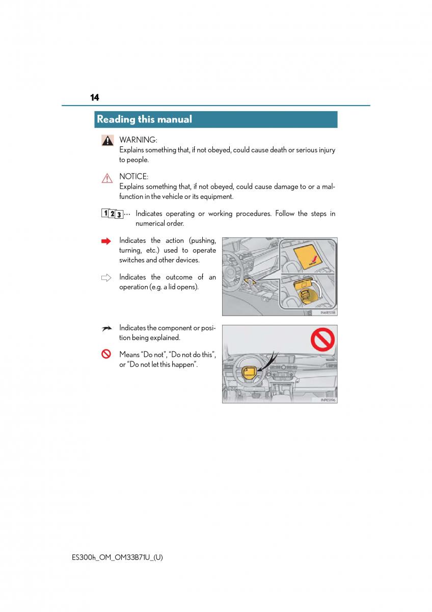 manual  Lexus ES300h VI 6 XV60 owners manual / page 14