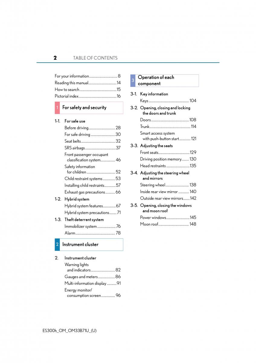 Lexus ES300h VI 6 XV60 owners manual / page 2