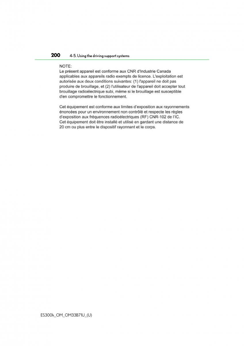 Lexus ES300h VI 6 XV60 owners manual / page 200
