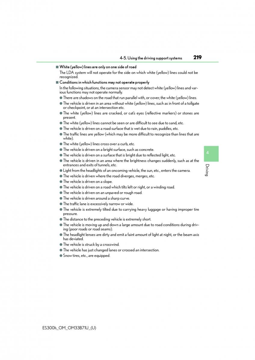 Lexus ES300h VI 6 XV60 owners manual / page 219