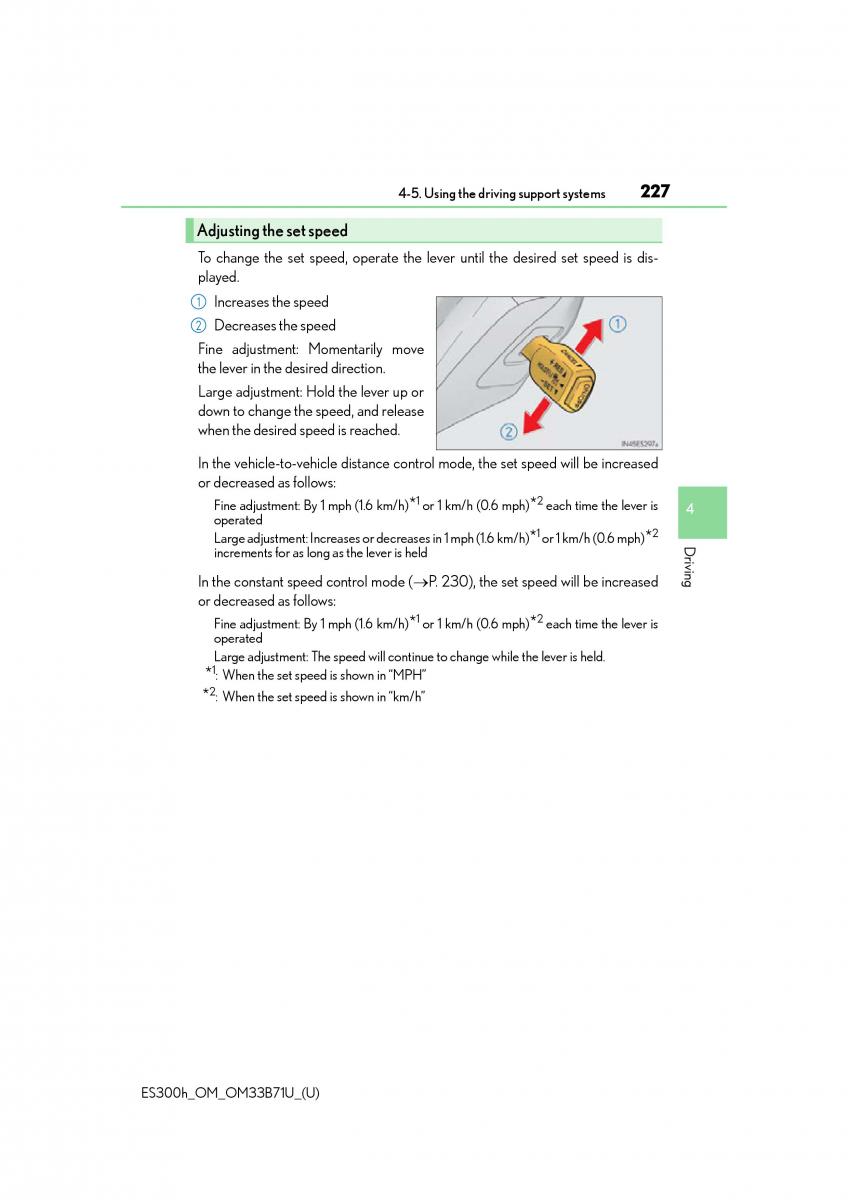Lexus ES300h VI 6 XV60 owners manual / page 227
