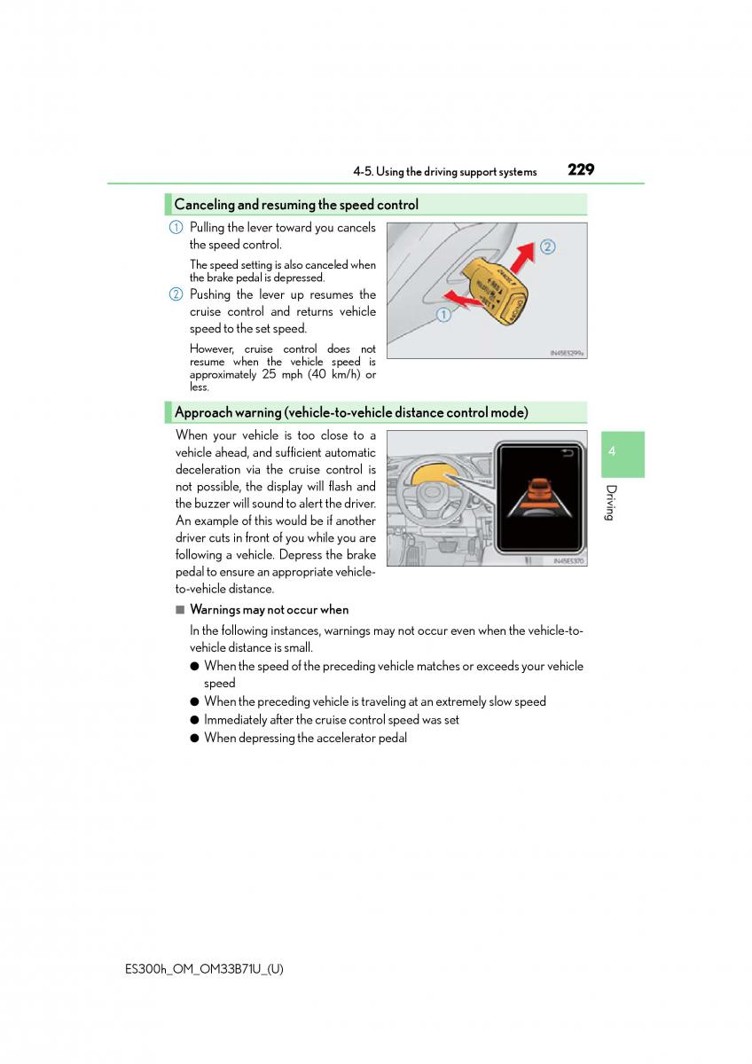 Lexus ES300h VI 6 XV60 owners manual / page 229