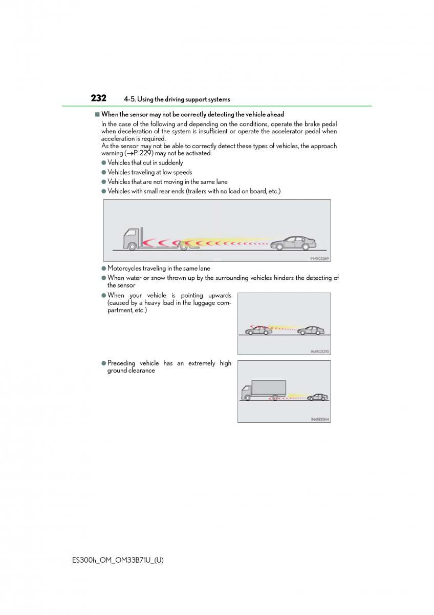 Lexus ES300h VI 6 XV60 owners manual / page 232