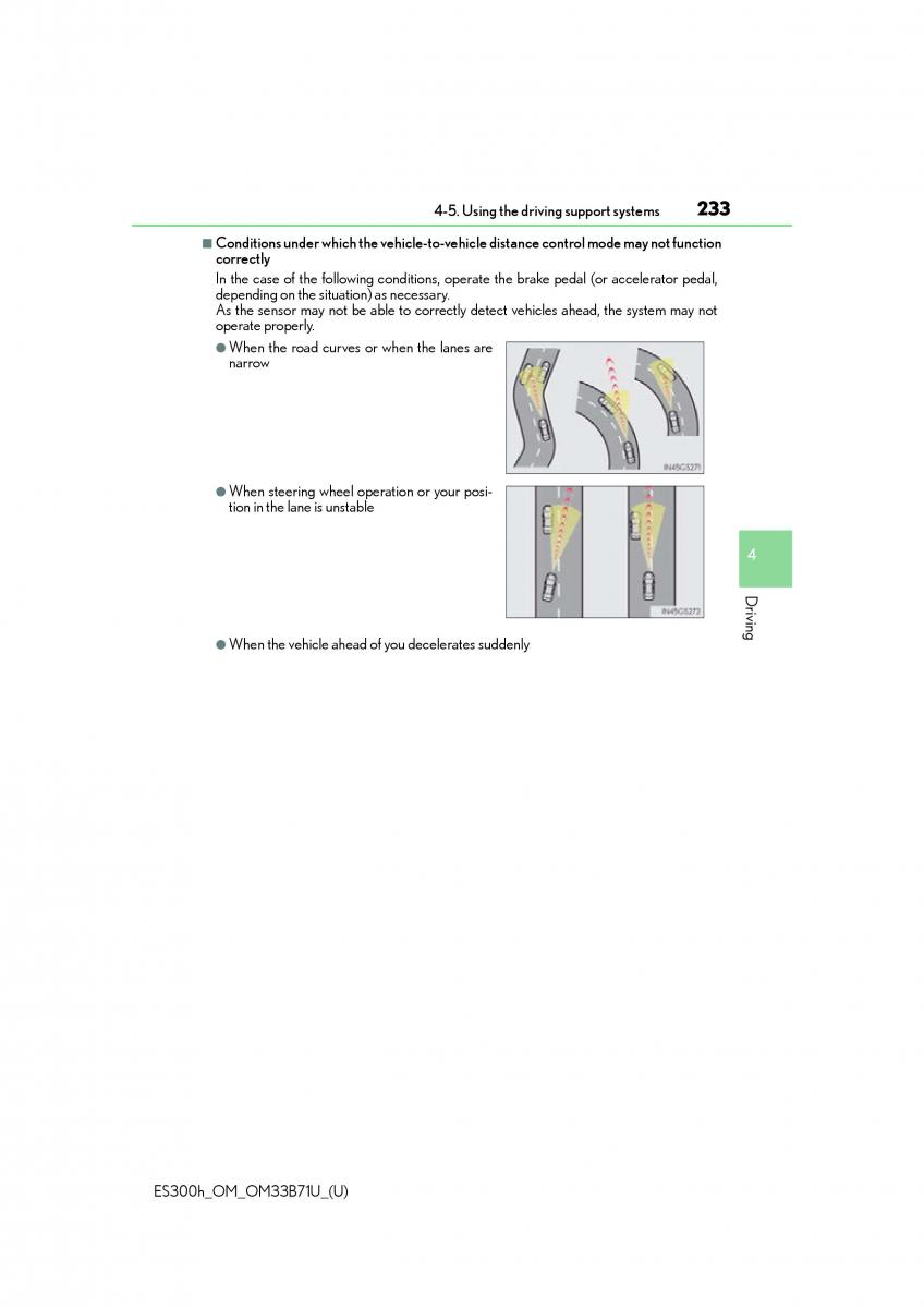 Lexus ES300h VI 6 XV60 owners manual / page 233