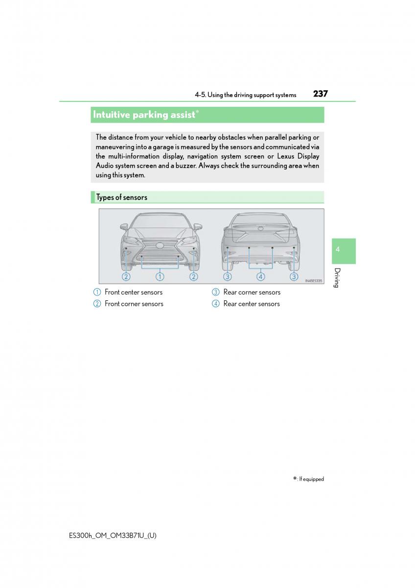 Lexus ES300h VI 6 XV60 owners manual / page 237