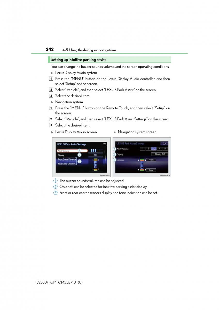 Lexus ES300h VI 6 XV60 owners manual / page 242