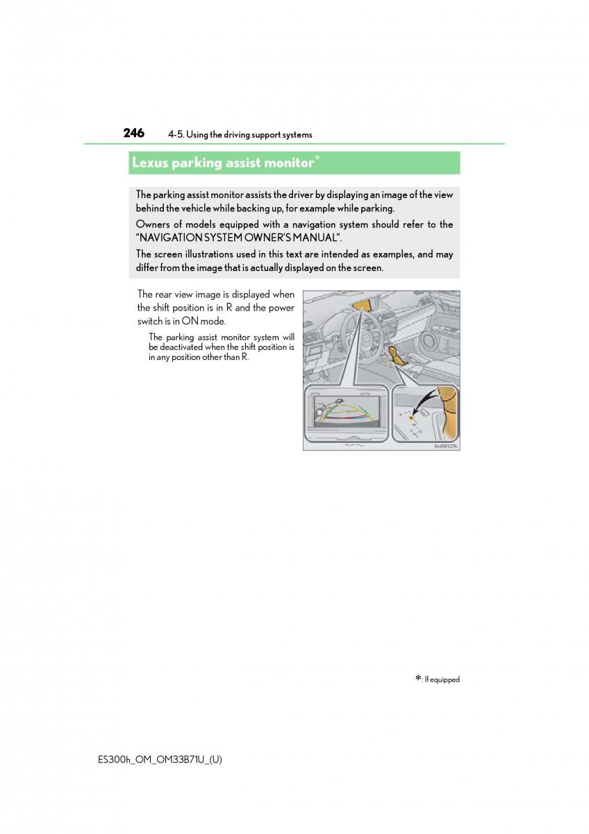 Lexus ES300h VI 6 XV60 owners manual / page 246