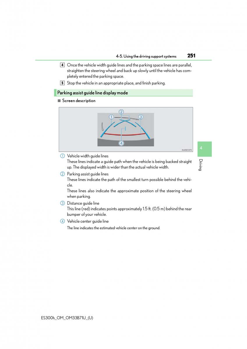 Lexus ES300h VI 6 XV60 owners manual / page 251