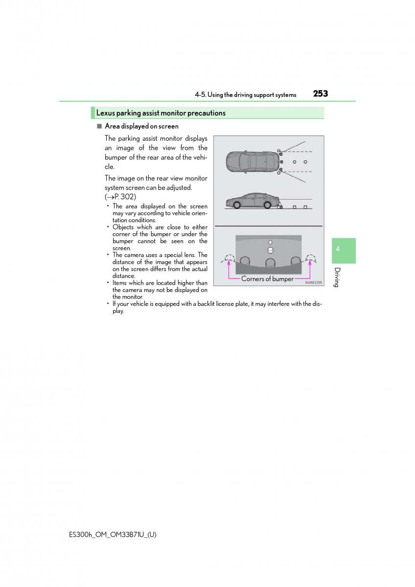 Lexus ES300h VI 6 XV60 owners manual / page 253