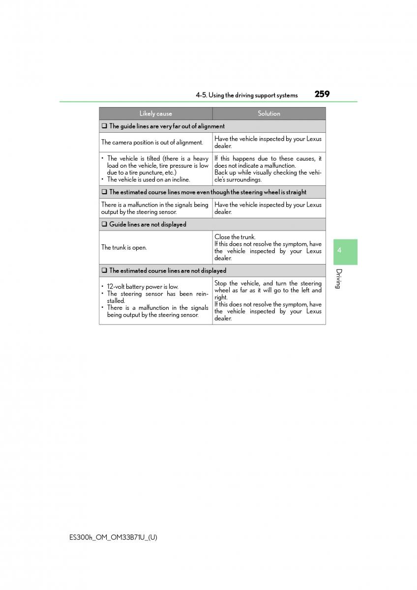Lexus ES300h VI 6 XV60 owners manual / page 259