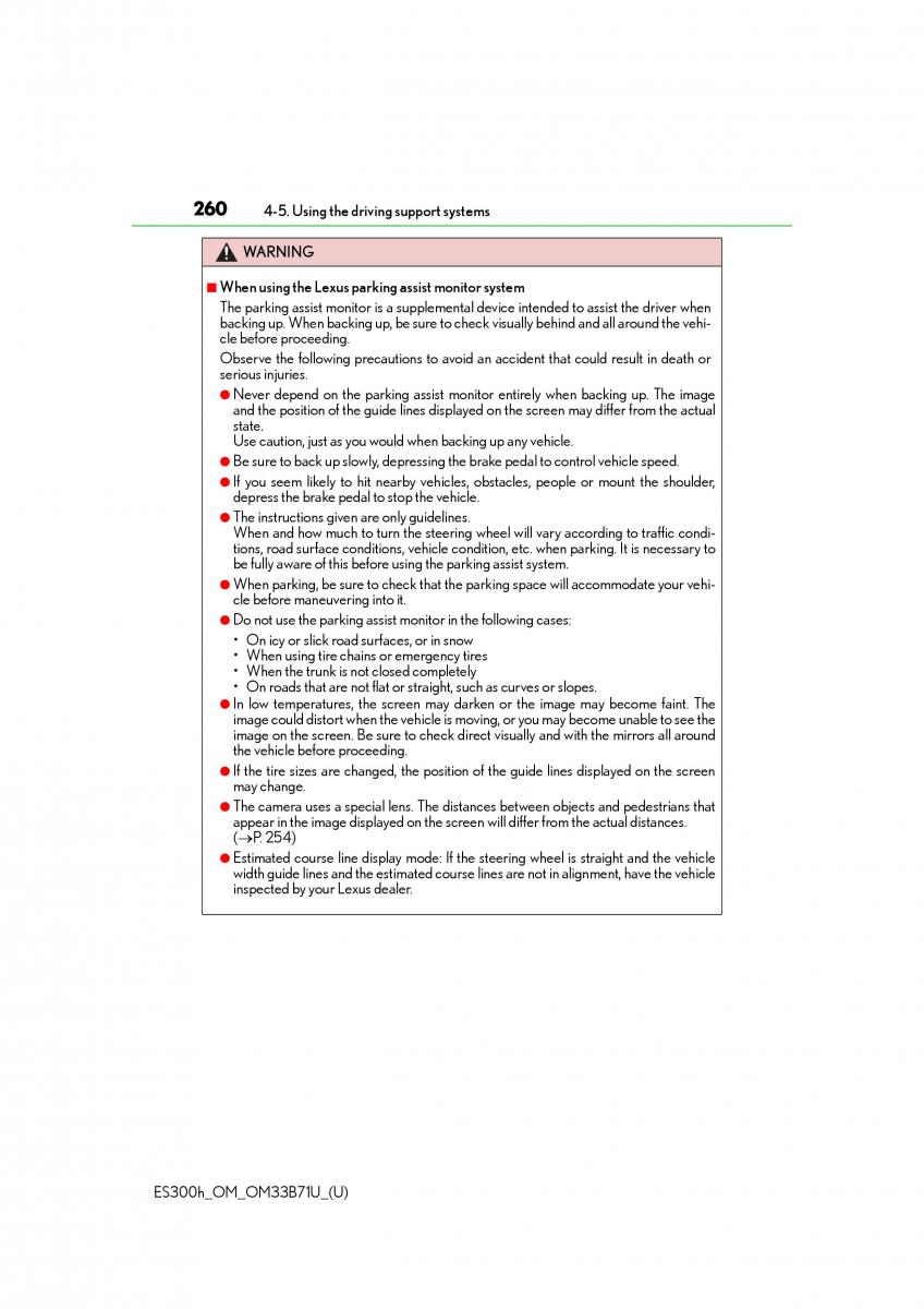 Lexus ES300h VI 6 XV60 owners manual / page 260