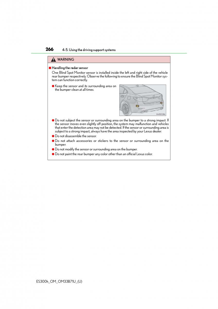Lexus ES300h VI 6 XV60 owners manual / page 266