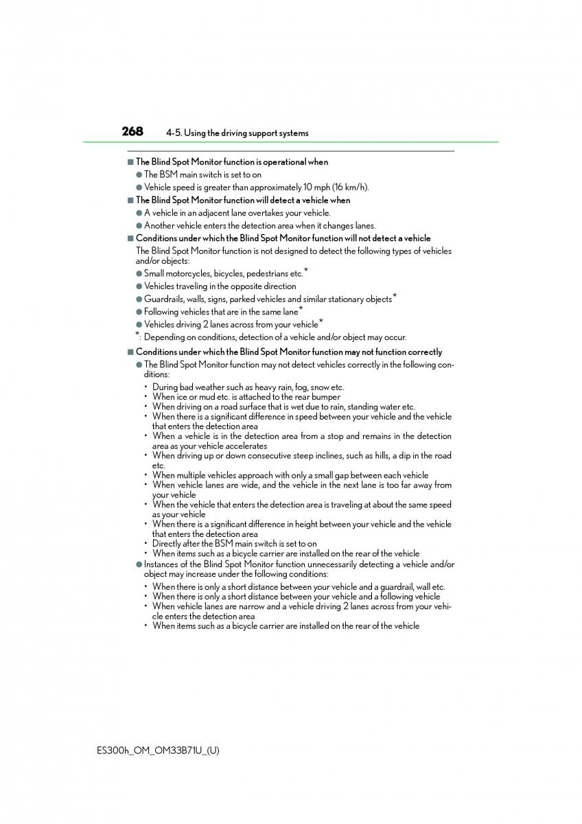 Lexus ES300h VI 6 XV60 owners manual / page 268
