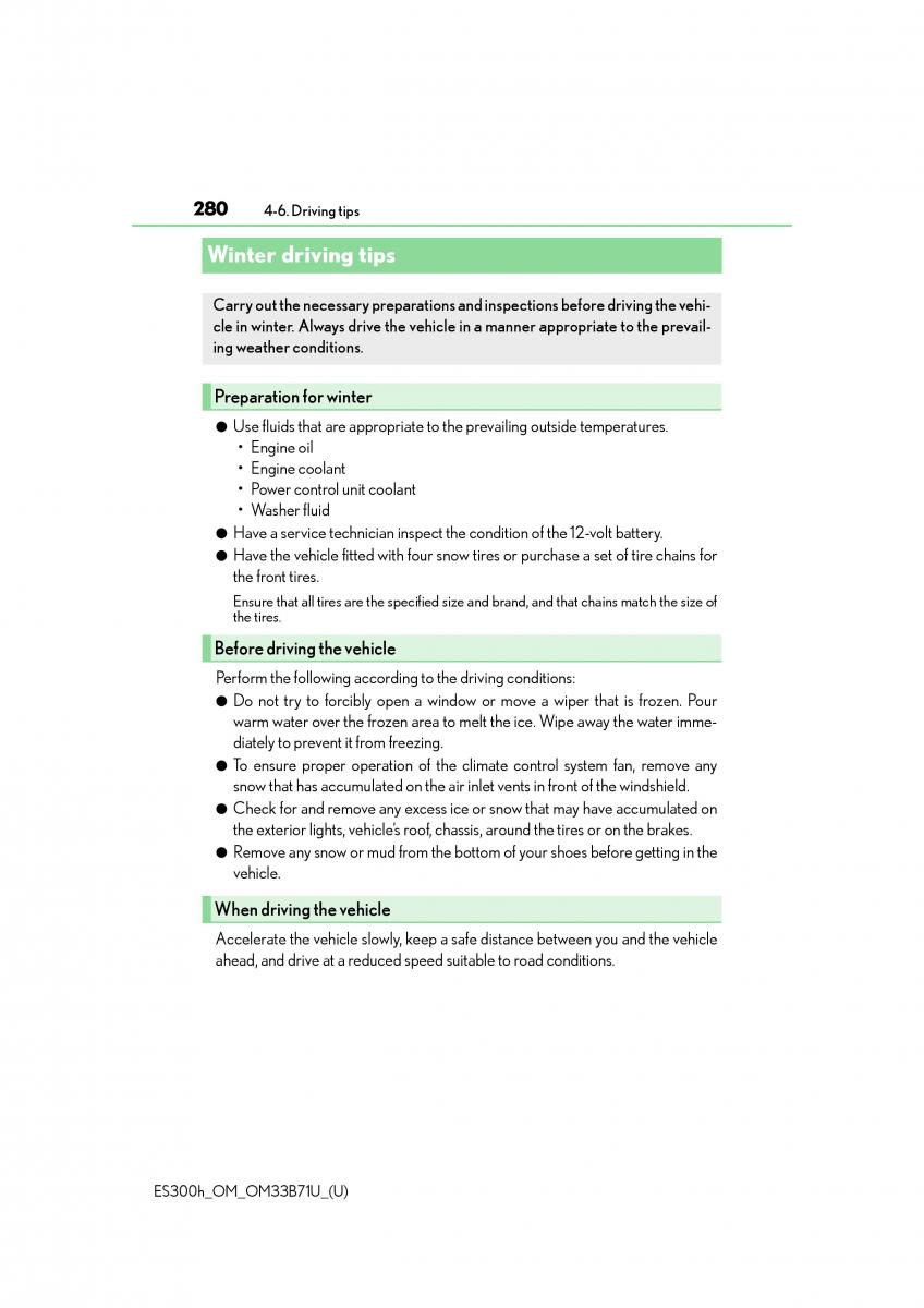 Lexus ES300h VI 6 XV60 owners manual / page 280