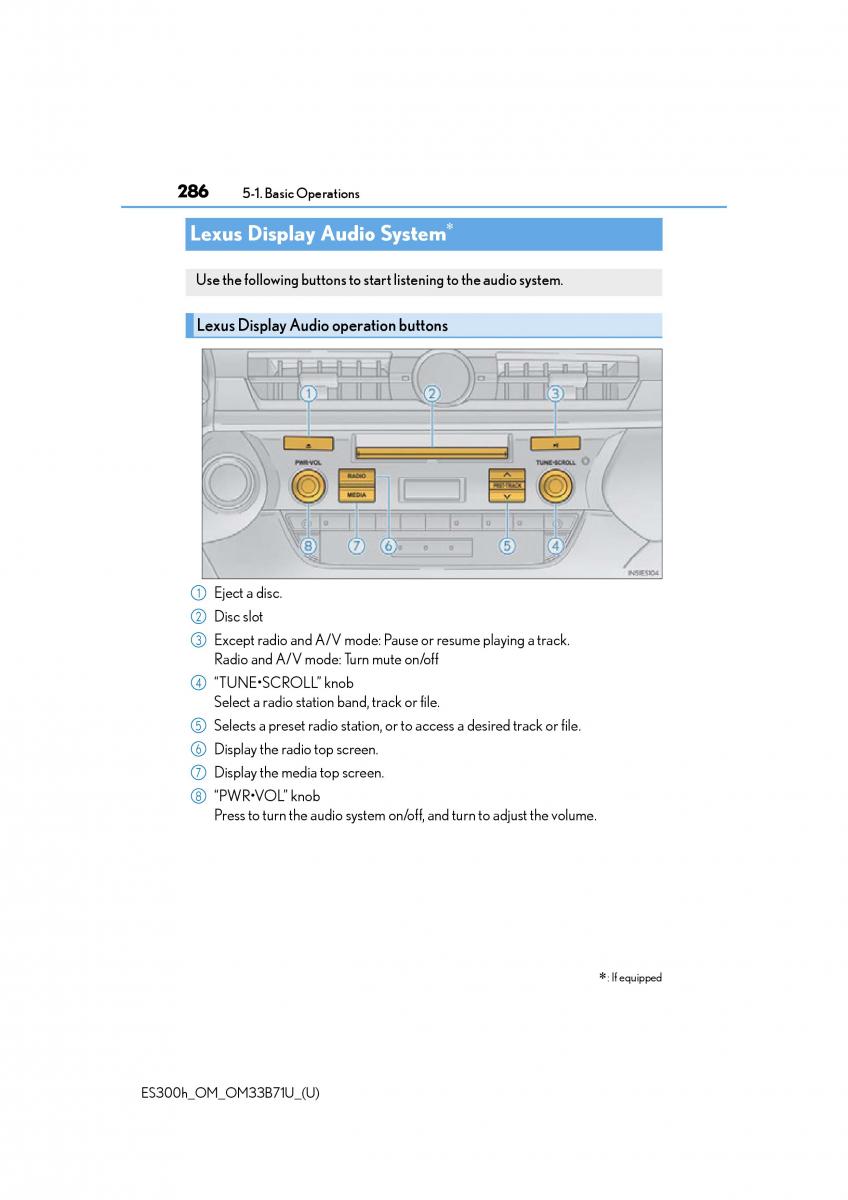 Lexus ES300h VI 6 XV60 owners manual / page 286