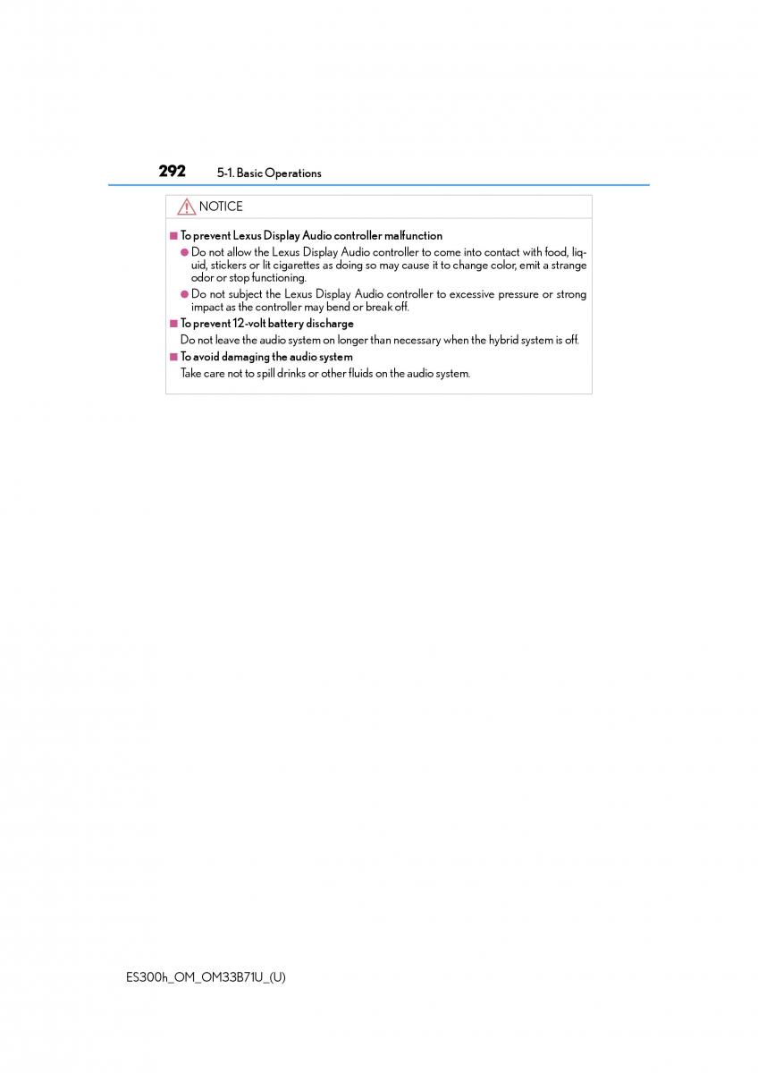 Lexus ES300h VI 6 XV60 owners manual / page 292