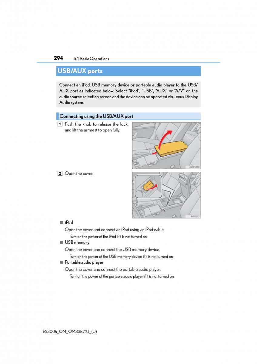 Lexus ES300h VI 6 XV60 owners manual / page 294