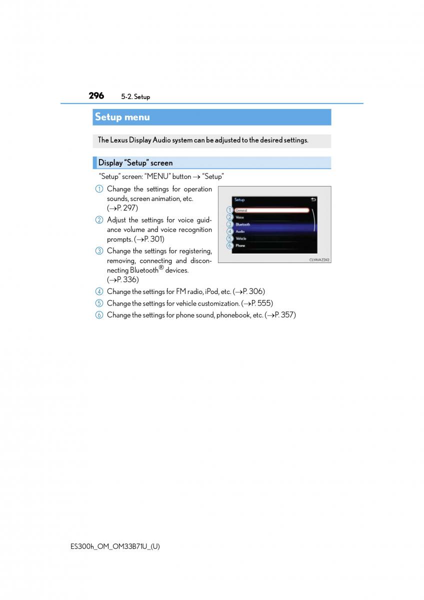 Lexus ES300h VI 6 XV60 owners manual / page 296