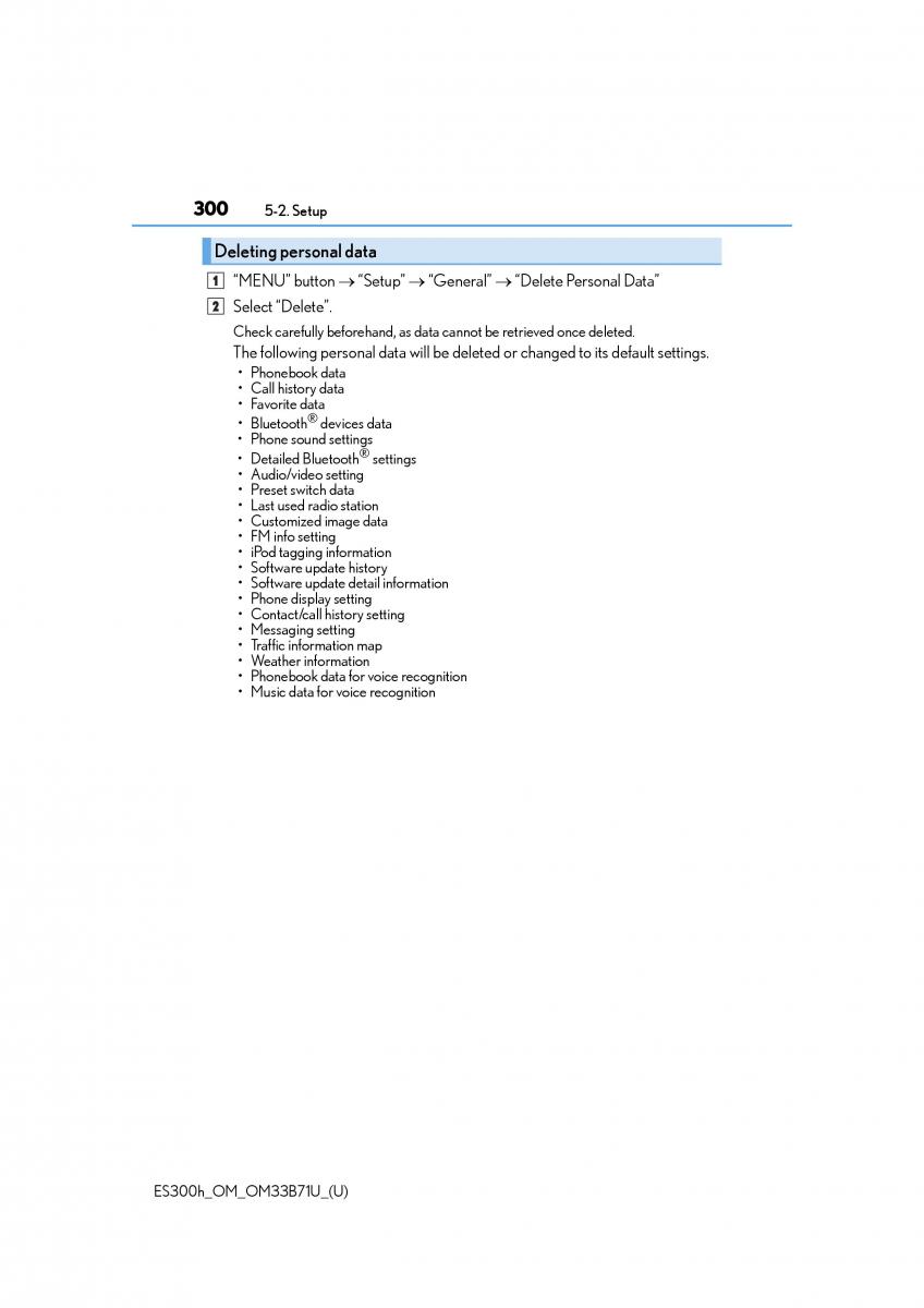 Lexus ES300h VI 6 XV60 owners manual / page 300