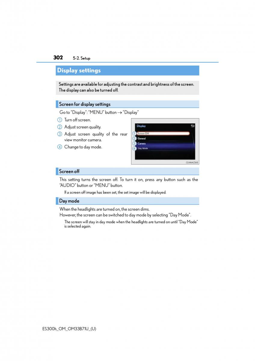 Lexus ES300h VI 6 XV60 owners manual / page 302
