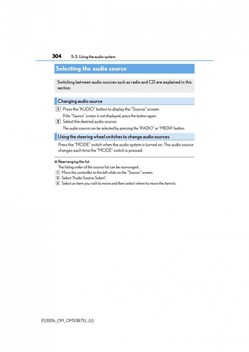 Lexus ES300h VI 6 XV60 owners manual / page 304