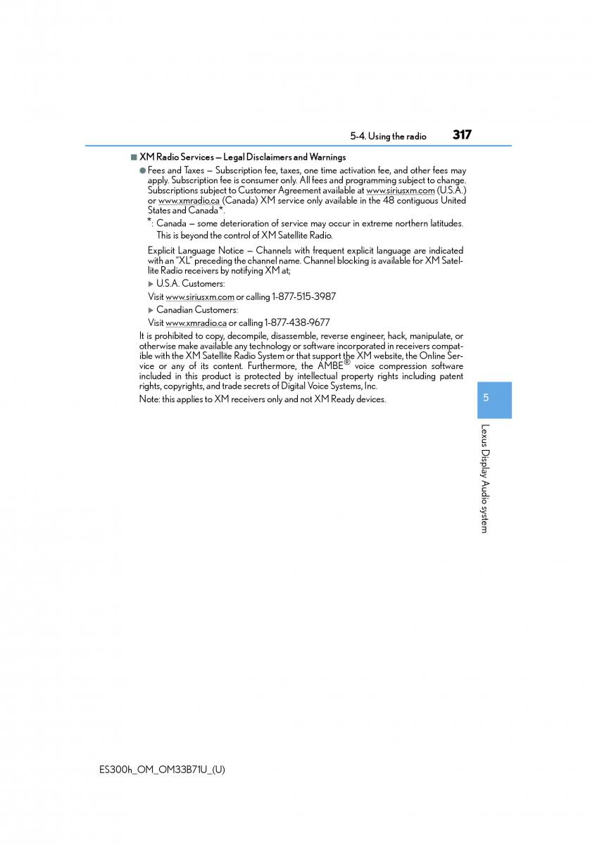 Lexus ES300h VI 6 XV60 owners manual / page 317