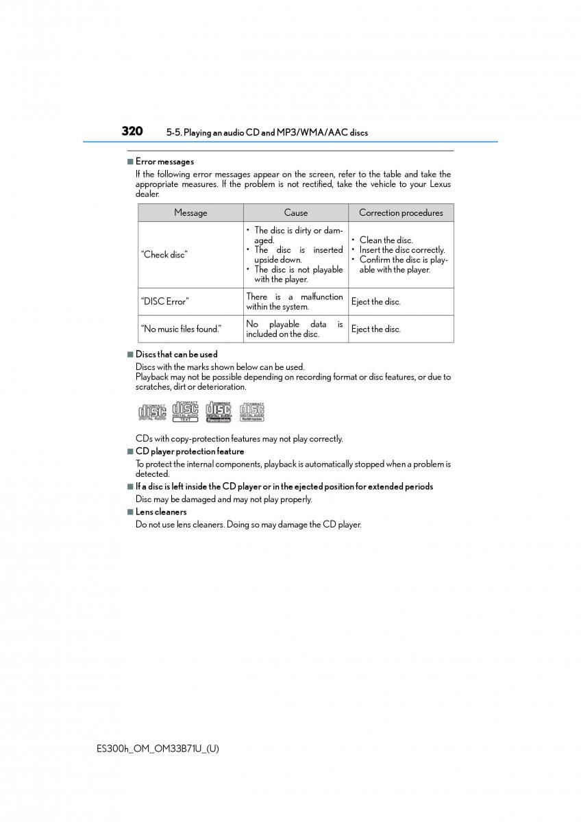 Lexus ES300h VI 6 XV60 owners manual / page 320