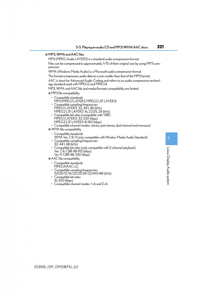 Lexus ES300h VI 6 XV60 owners manual / page 321