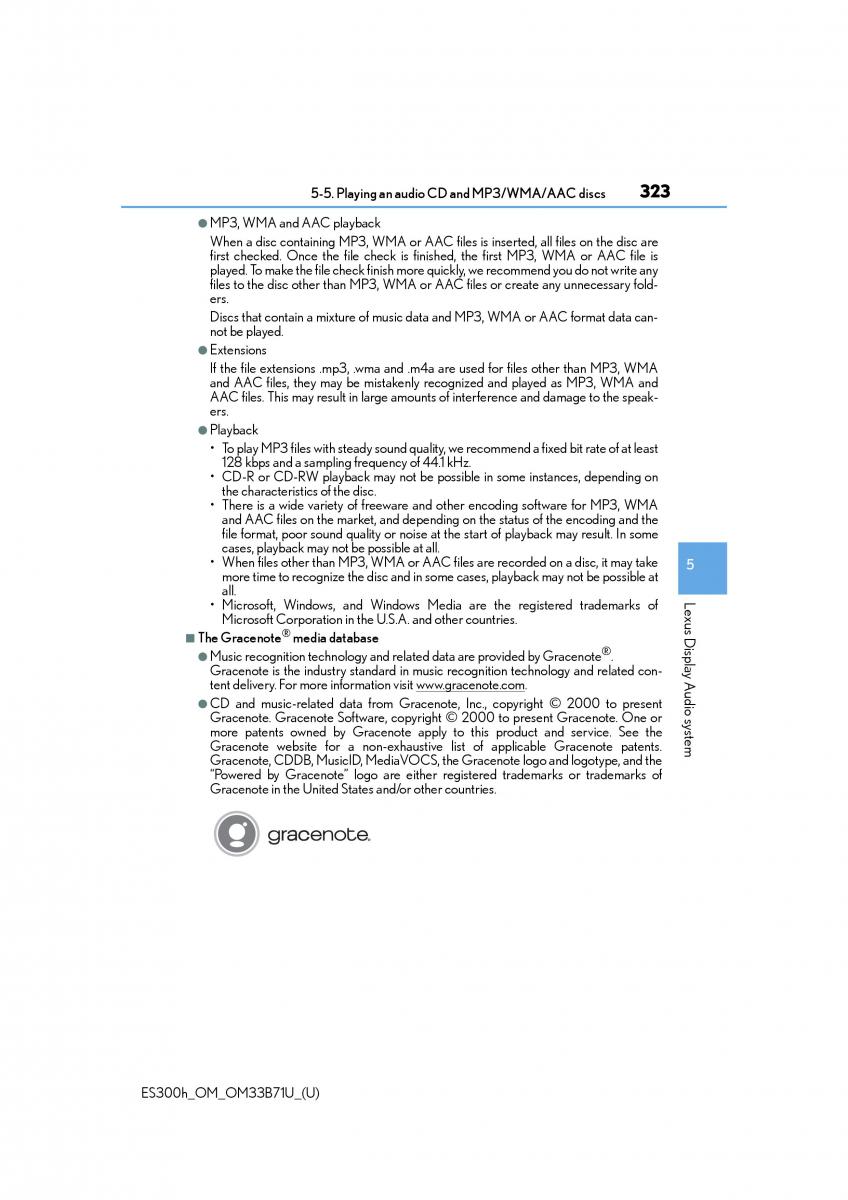 Lexus ES300h VI 6 XV60 owners manual / page 323