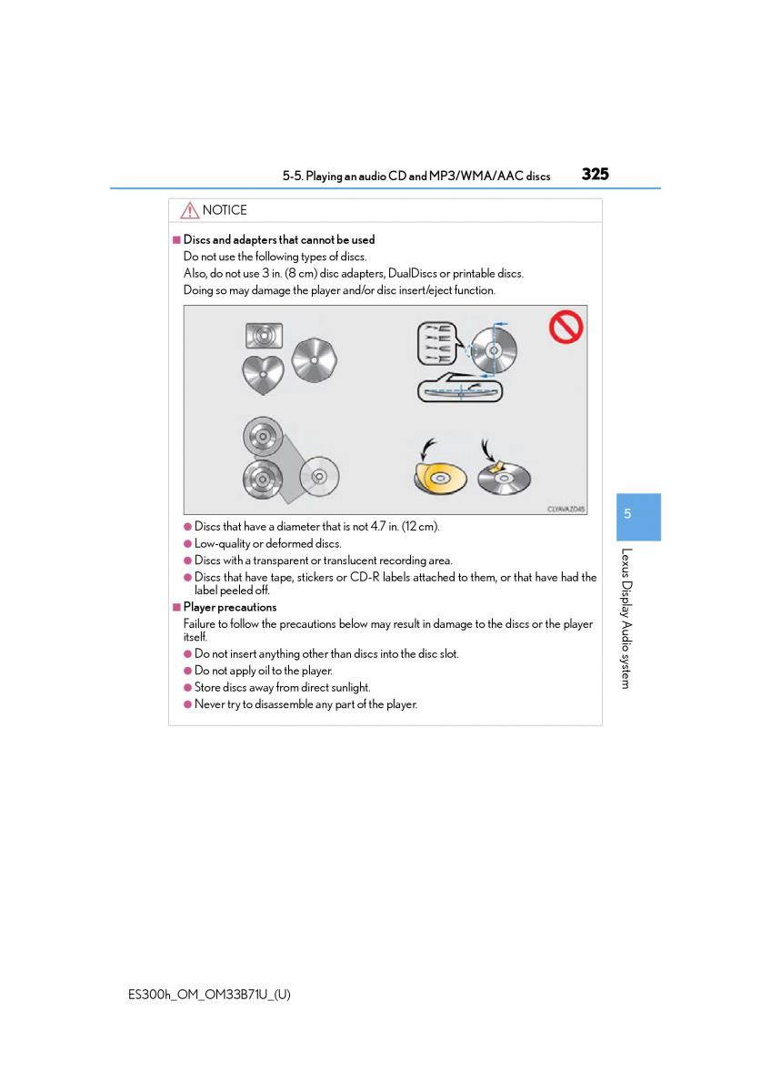 Lexus ES300h VI 6 XV60 owners manual / page 325