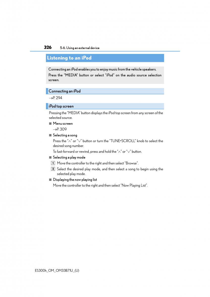 Lexus ES300h VI 6 XV60 owners manual / page 326