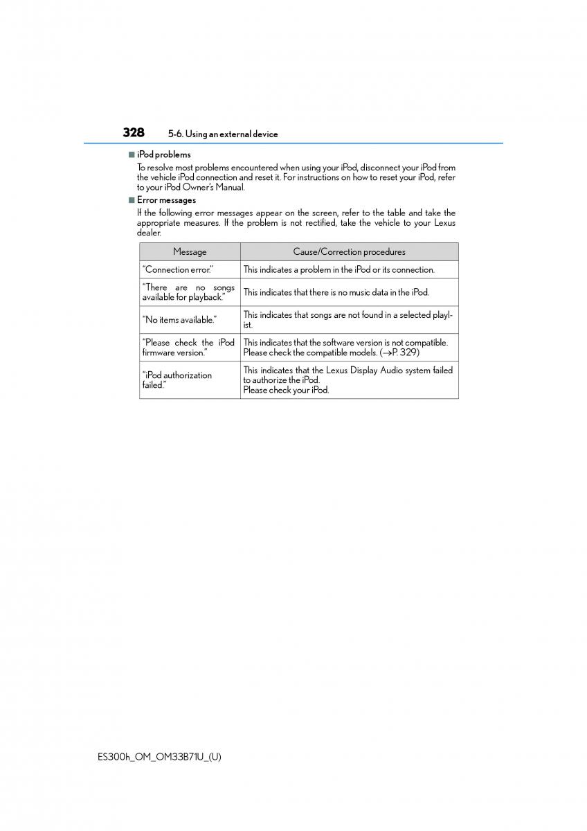 Lexus ES300h VI 6 XV60 owners manual / page 328
