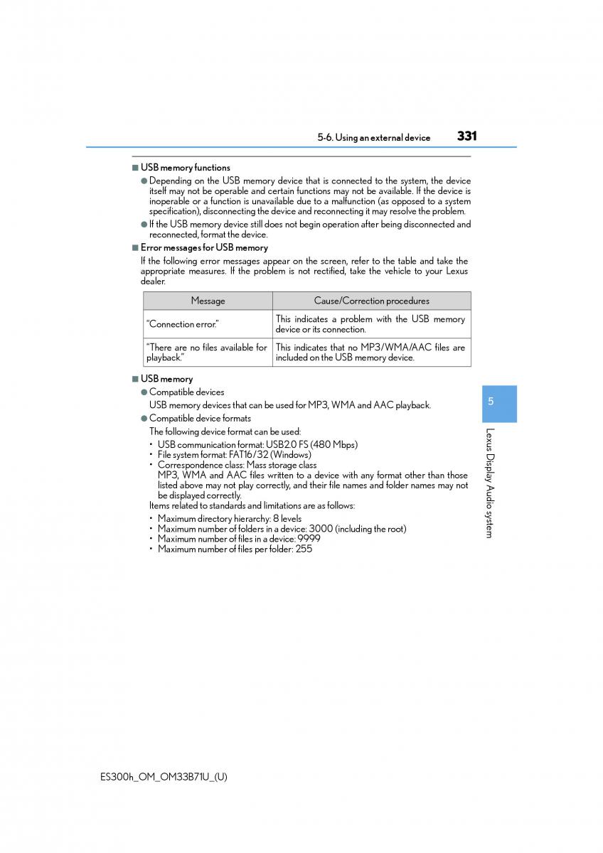 Lexus ES300h VI 6 XV60 owners manual / page 331