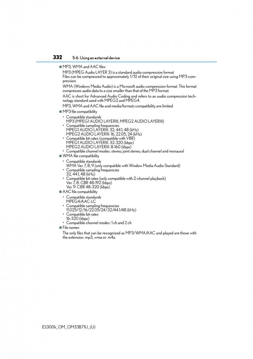 Lexus ES300h VI 6 XV60 owners manual / page 332