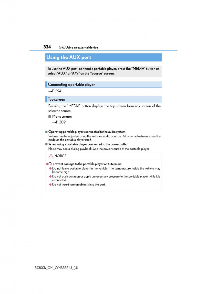 Lexus ES300h VI 6 XV60 owners manual / page 334