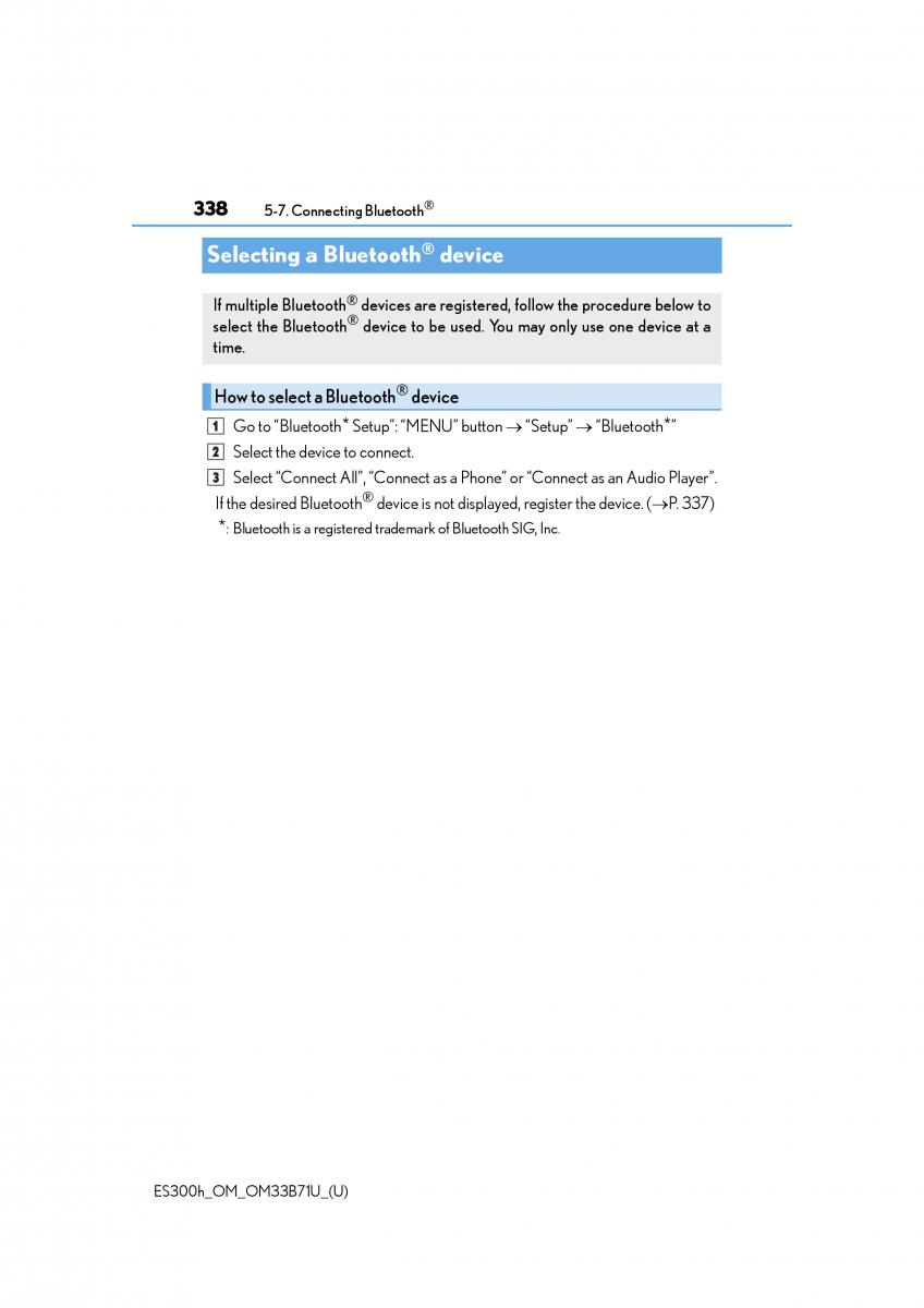 Lexus ES300h VI 6 XV60 owners manual / page 338