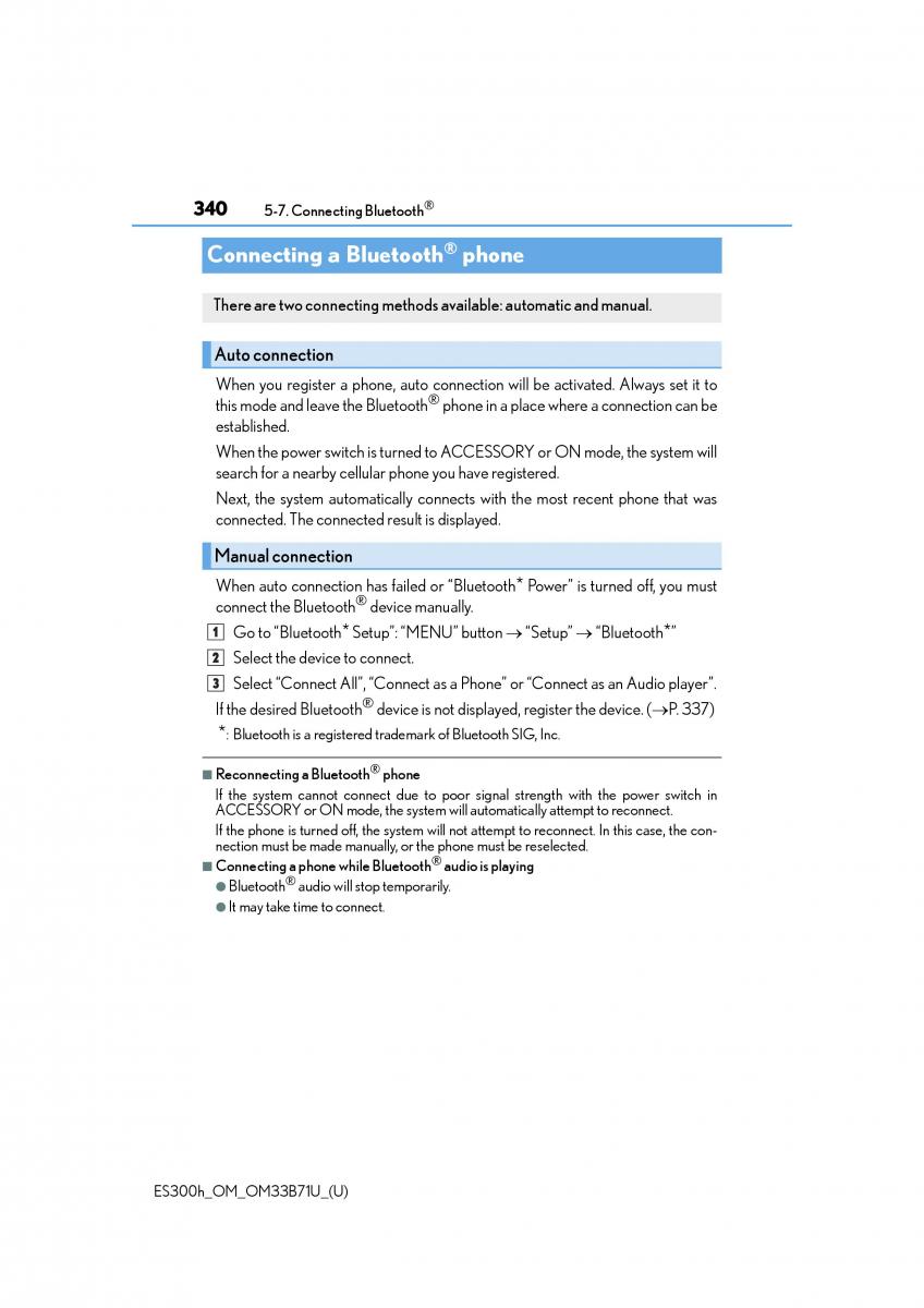 Lexus ES300h VI 6 XV60 owners manual / page 340