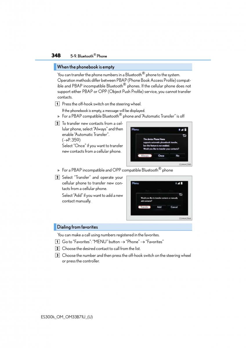 Lexus ES300h VI 6 XV60 owners manual / page 348