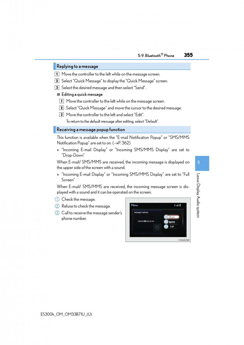 Lexus ES300h VI 6 XV60 owners manual / page 355