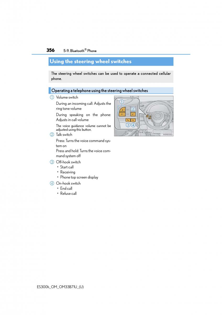 Lexus ES300h VI 6 XV60 owners manual / page 356