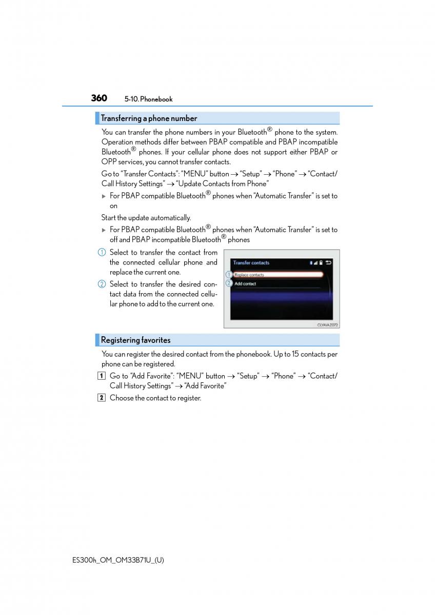 Lexus ES300h VI 6 XV60 owners manual / page 360