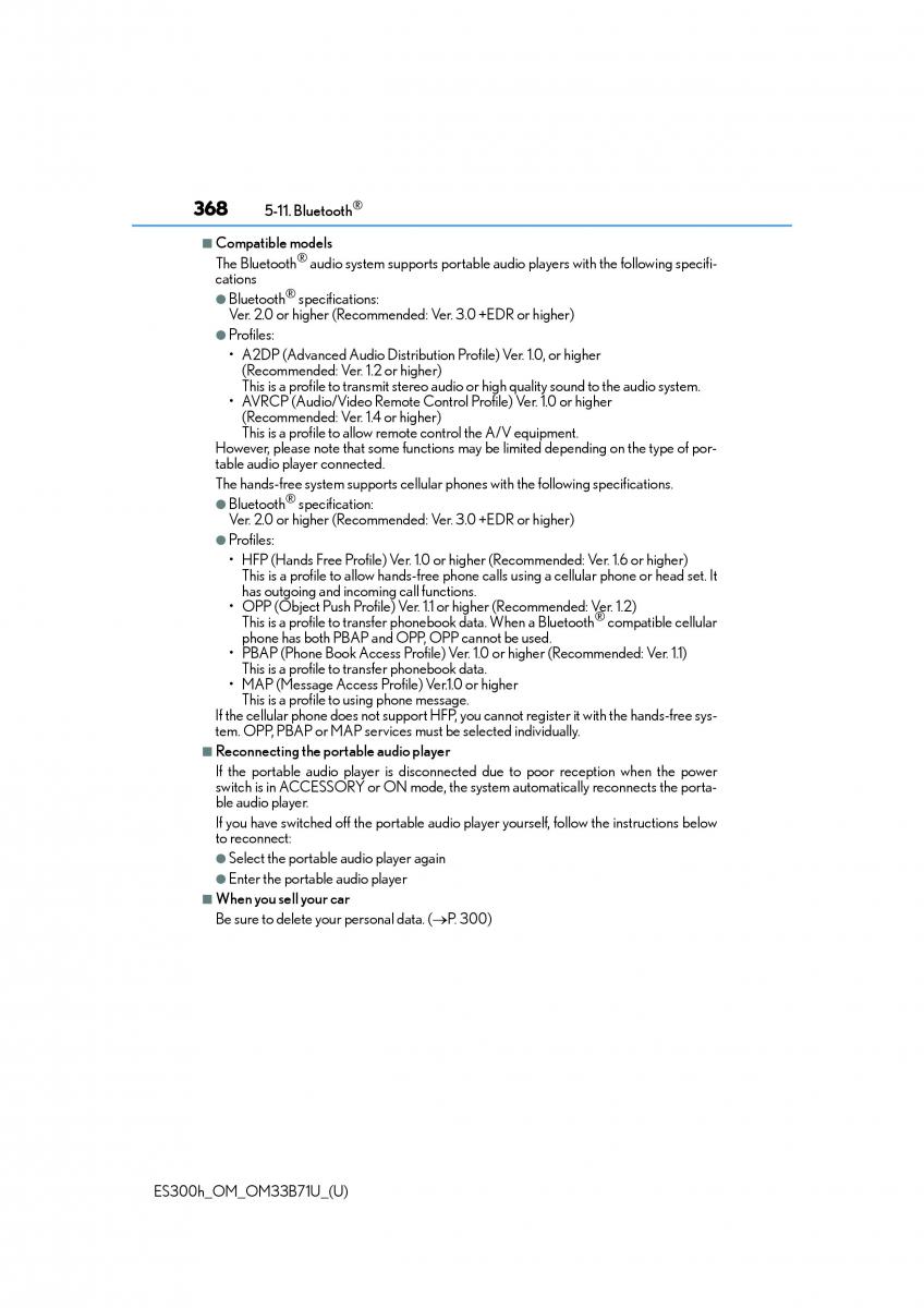 Lexus ES300h VI 6 XV60 owners manual / page 368
