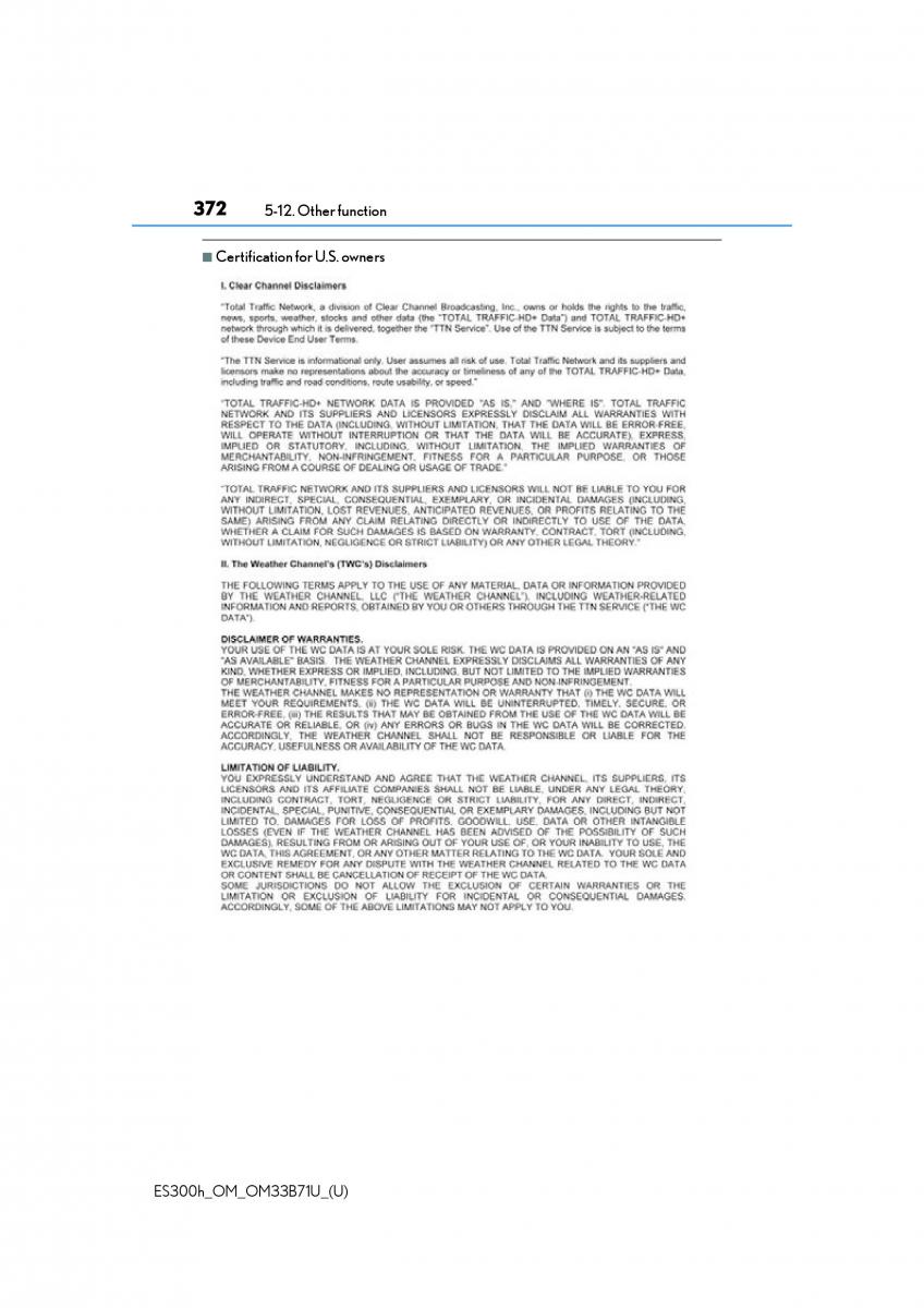 Lexus ES300h VI 6 XV60 owners manual / page 372