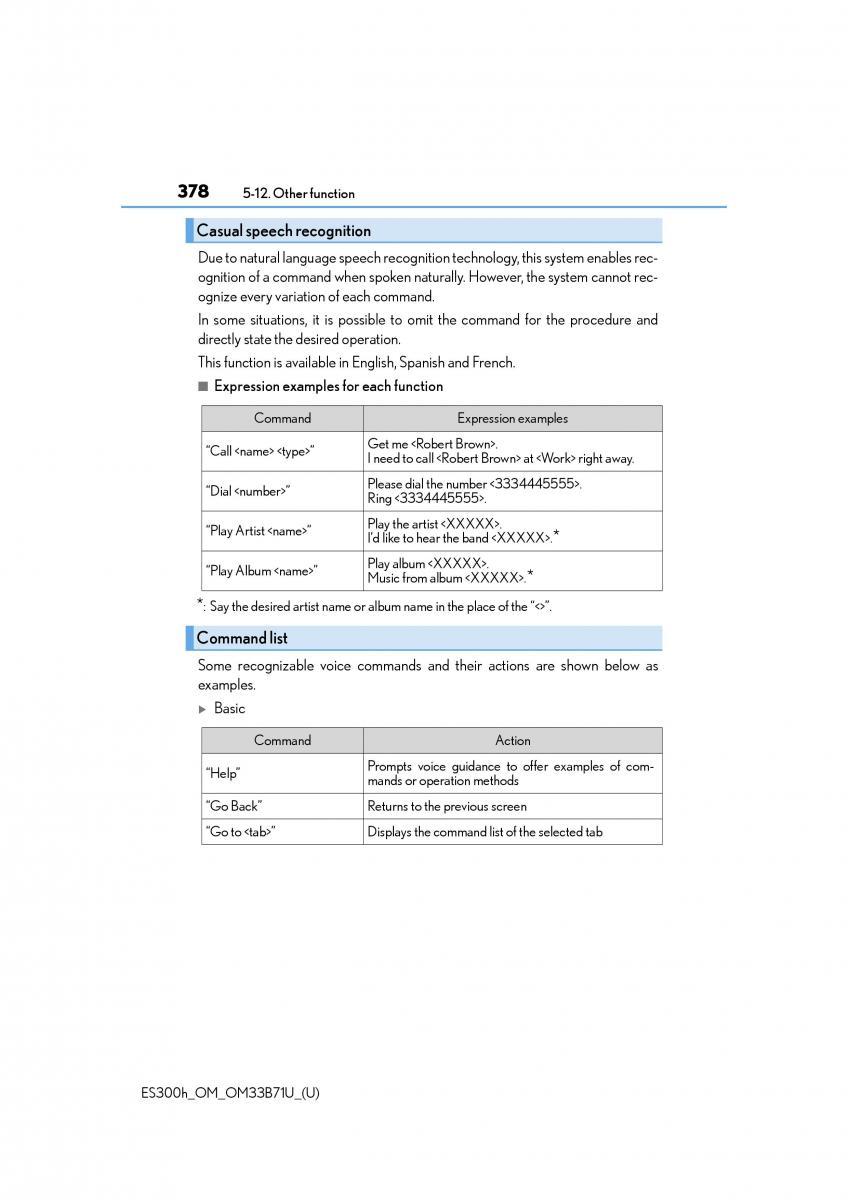 Lexus ES300h VI 6 XV60 owners manual / page 378