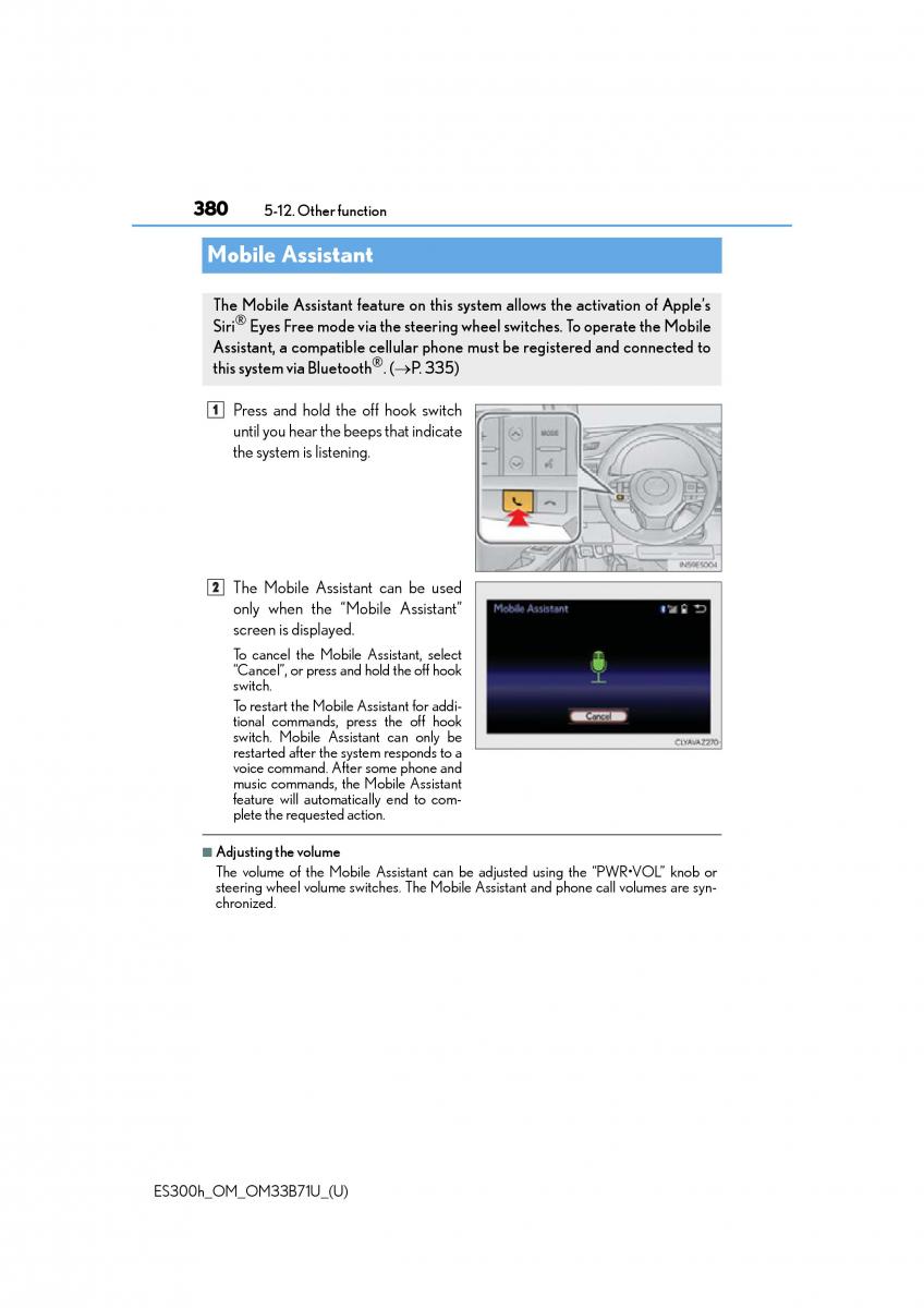 Lexus ES300h VI 6 XV60 owners manual / page 380