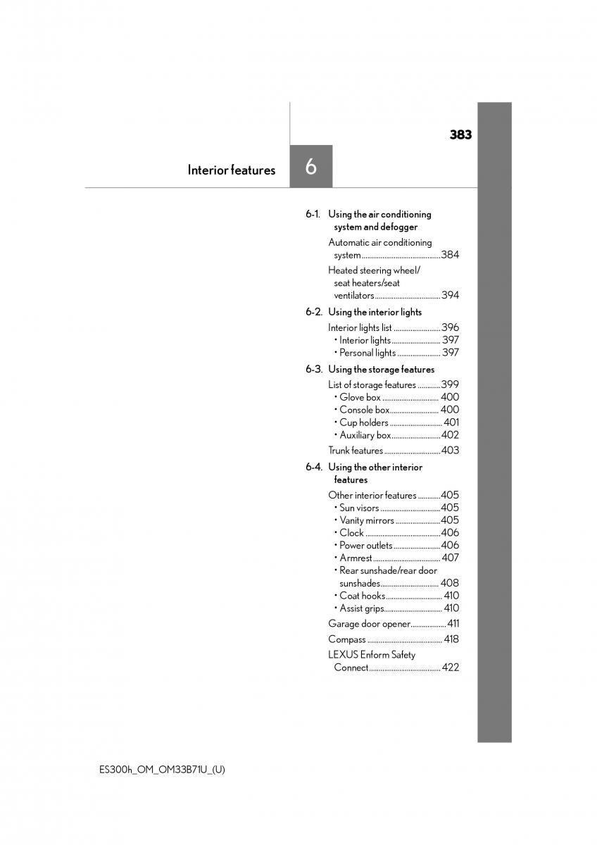 Lexus ES300h VI 6 XV60 owners manual / page 383