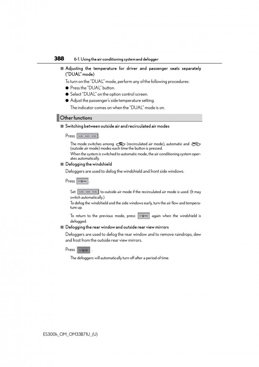 Lexus ES300h VI 6 XV60 owners manual / page 388